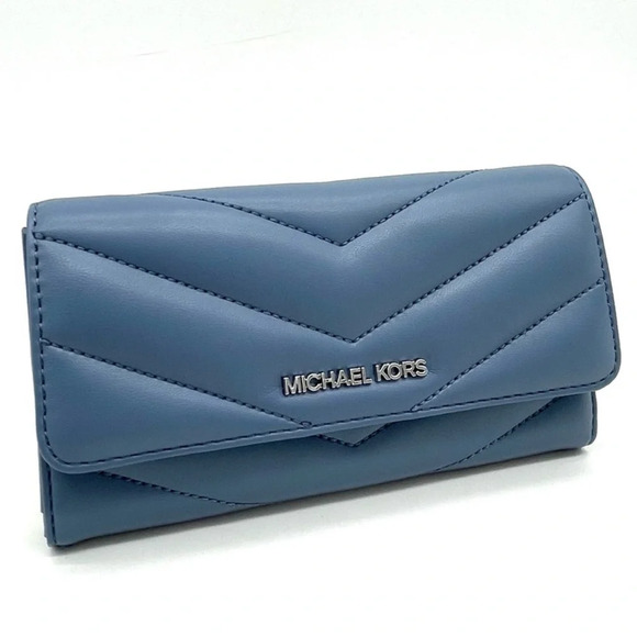 Michael Kors Large Trifold Wallet Blue Lagoon (NWT) - Picture 1 of 9